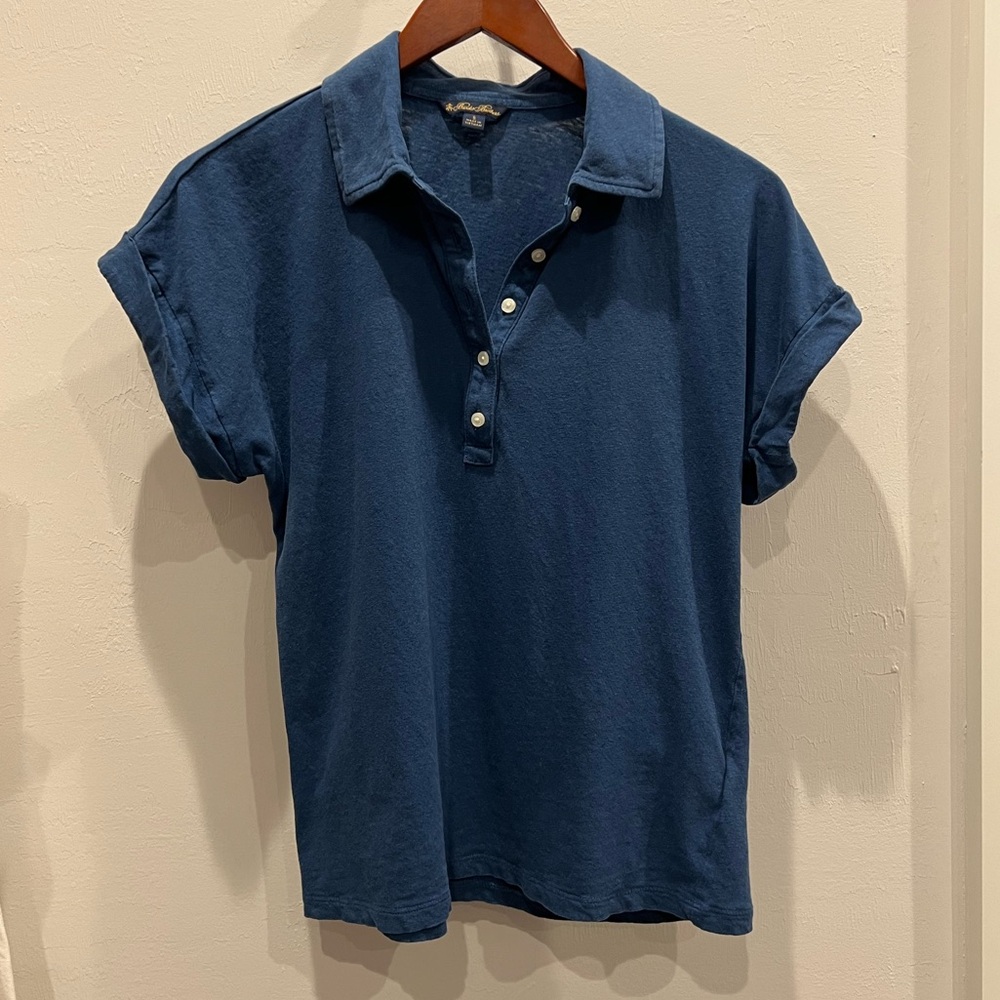 Brooks Brothers Linen/Cotton Blend Cap Sleeve Polo Shirt